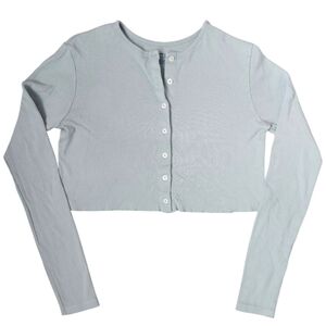 Women's Light Gray Button-Up Top